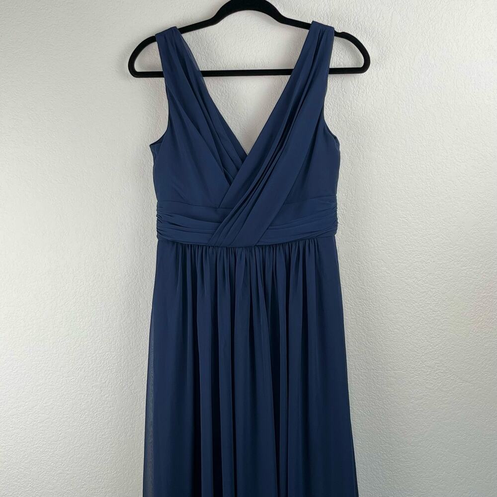 Dessy Collection Midnight Blue Sleeveless Drape Chiffon Evening Maxi Dress 8 NWT - Picture 6 of 13
